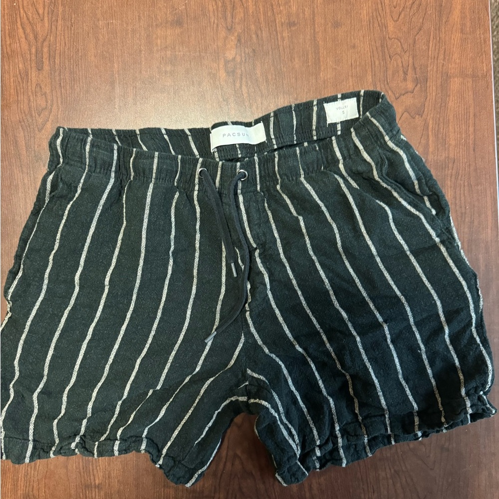 PacSun Black and Tan Flat Front Shorts